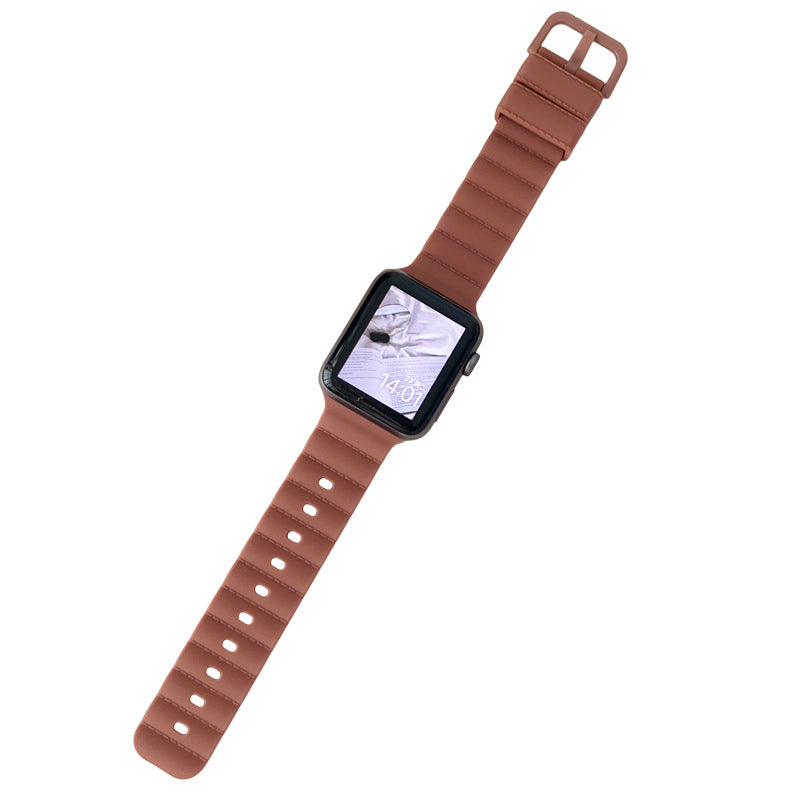 Silicone Sports Watchband Quick Release Pin for Apple Watcht-Brown