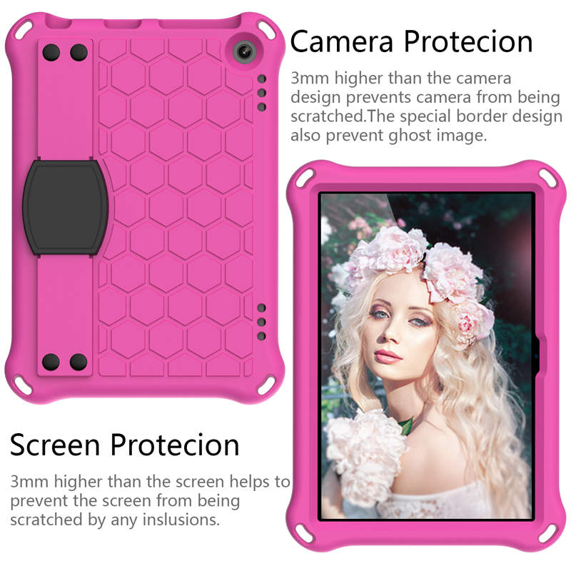 Hive Kindle Fire HD8/HD8 Plus (2020) Tablet Case Durable Stand Cover With Shoulder Strap-RoseBlack