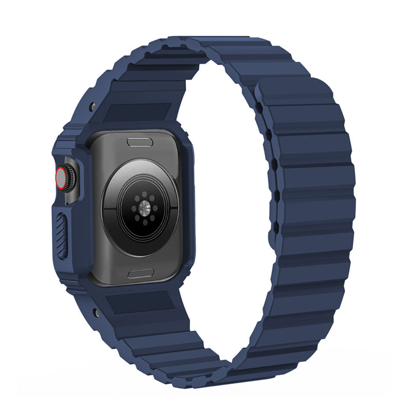 Magnetic Watch Band with Bumper Case Shockproof for Apple Watch-Blue