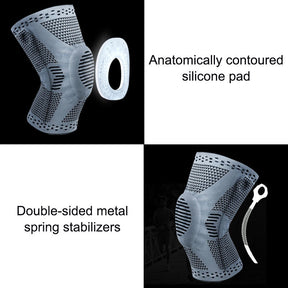 Professional Sports Knee Brace Fitness Spring Support Silicone Anti-collision Knee-BlackBlue