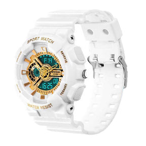 Kids Outdoor Multifunction Waterproof Watch with Alarm Chronograph-GoldWhite