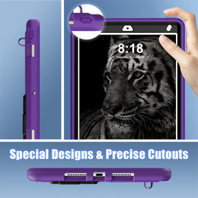 Tablet Case Kids Friendly with Pencil Holder for iPad 11 2020/2021/2022-PurpleBlack