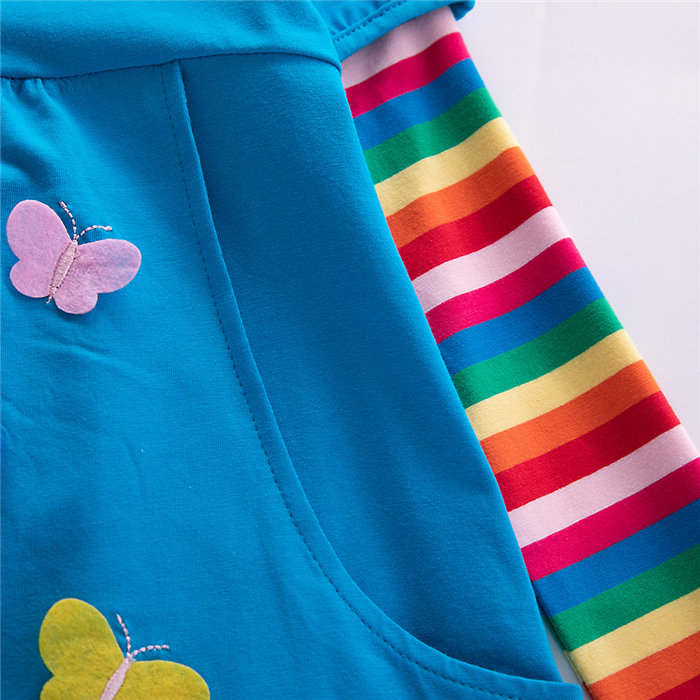 Winter Cotton Toddler Girl Clothes Long Sleeve Girls Dresses For Kids-Light Blue