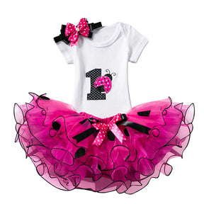 1 Year Old Baby Girls Mickey Birthday Outfits Tutu Skirt and T-Shirt-Rose Red