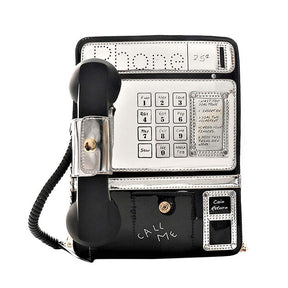 Fashion Telephone Shaped Shoulder Bag Ladies Funny Crossbody Bag-Black