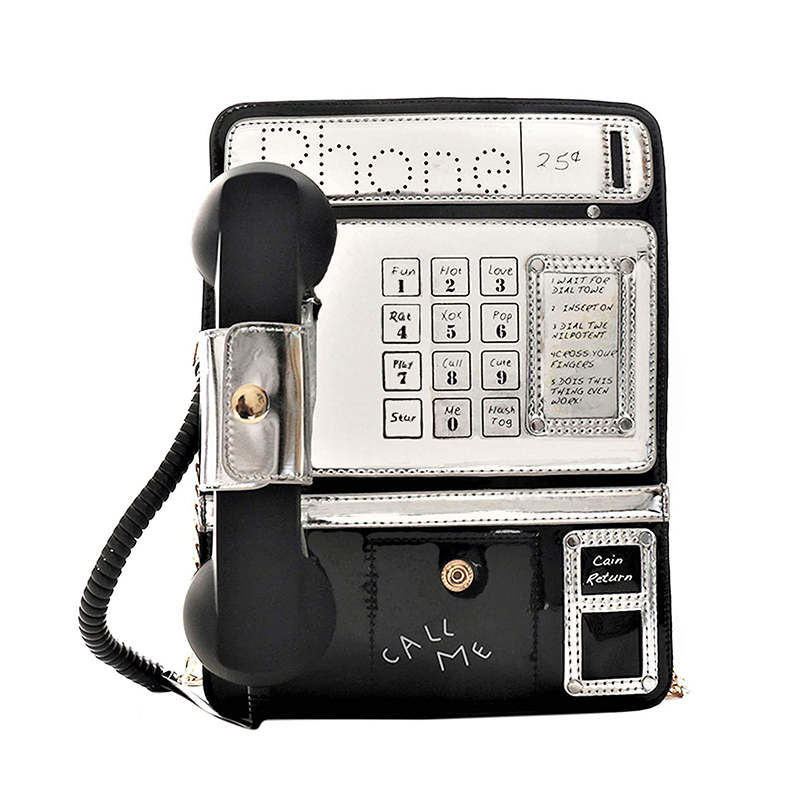 Fashion Telephone Shaped Shoulder Bag Ladies Funny Crossbody Bag-Black
