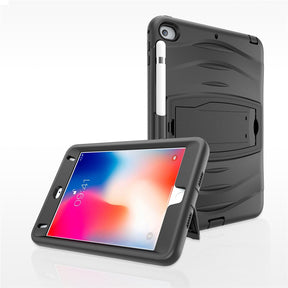 Shock Wave Design Kickstand Case Anti-Fall Protection With Pencil Holder For 7.9inch iPad Mini 4/5-Black