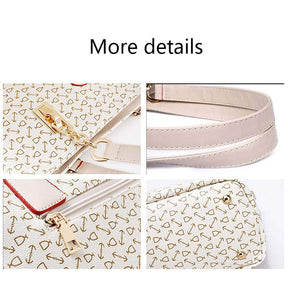 6 Pcs Women Handbag Set PU Leather Multi purpose Shoulder Bag-White