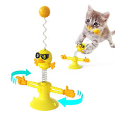 Cats Springs Toys Teaser Stick Balls Suction Cup Interactive Pet Supplies-Yellow