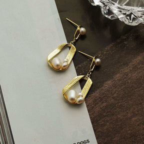 Irregular Inlaid Pearl Personality Earrings for Women