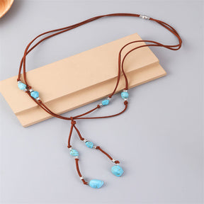 Turquoise Pendant Suede Necklace for Women-5