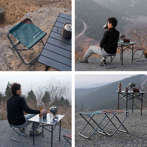 Portable Folding Camping Stool Traveling Foot Stool-Coffee