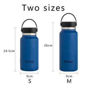 Stainless Steel Thermos Cup Wide Mouth Water Bottle for Outdoor Travel-Blue