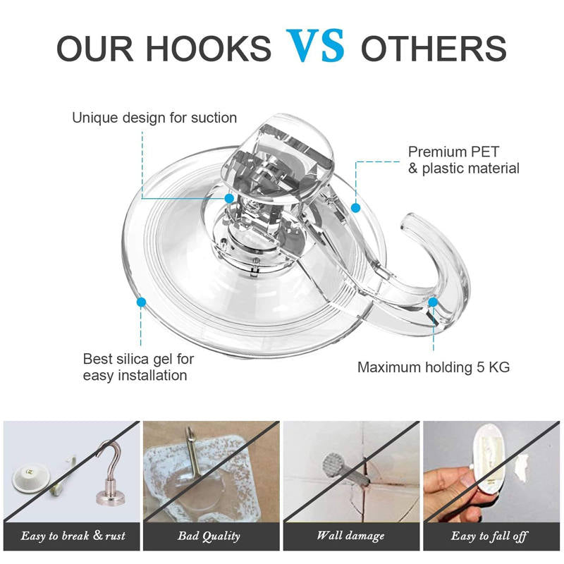 4 PcsBathroom Clear Suction Hooks Reusable Vacuum Suction Cup Hook Multi-Use for Home