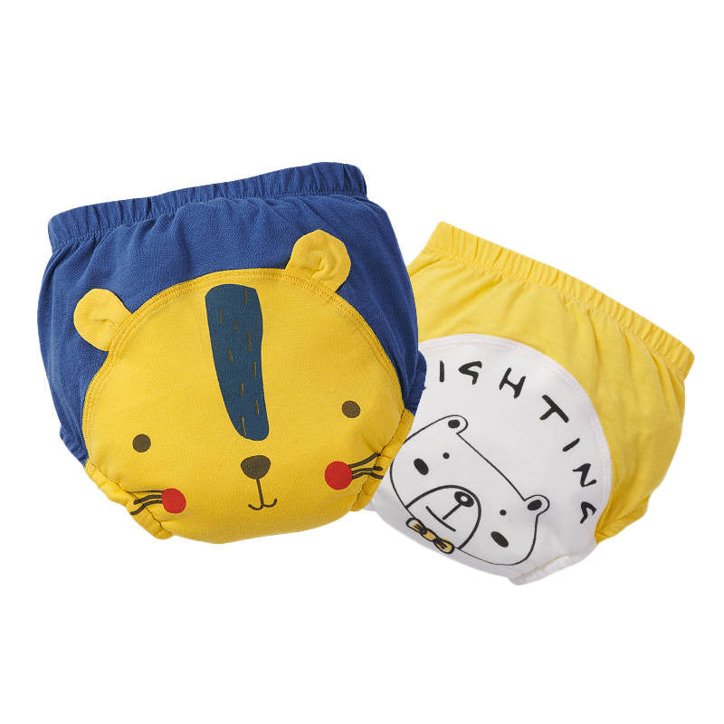 2Pcs Baby Cotton Training Pants Toddler Potty Underwear for Baby 6M-15M-Blue+Yellow