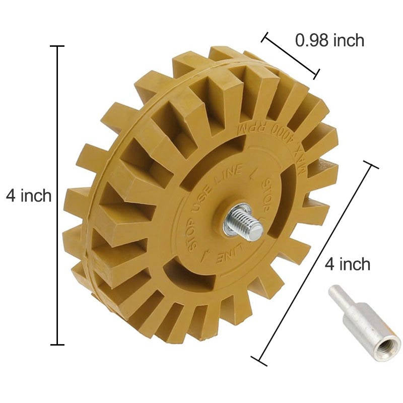 4in Eraser Wheel Decal Remover with Power Drill Attachment-25mm