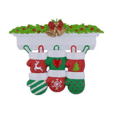 Christmas Hanging Ornament Personalized Mitten Family-6 Golves