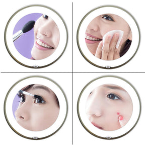 LED 10X Magnifying Makeup Mirror with Power Locking Suction Cup