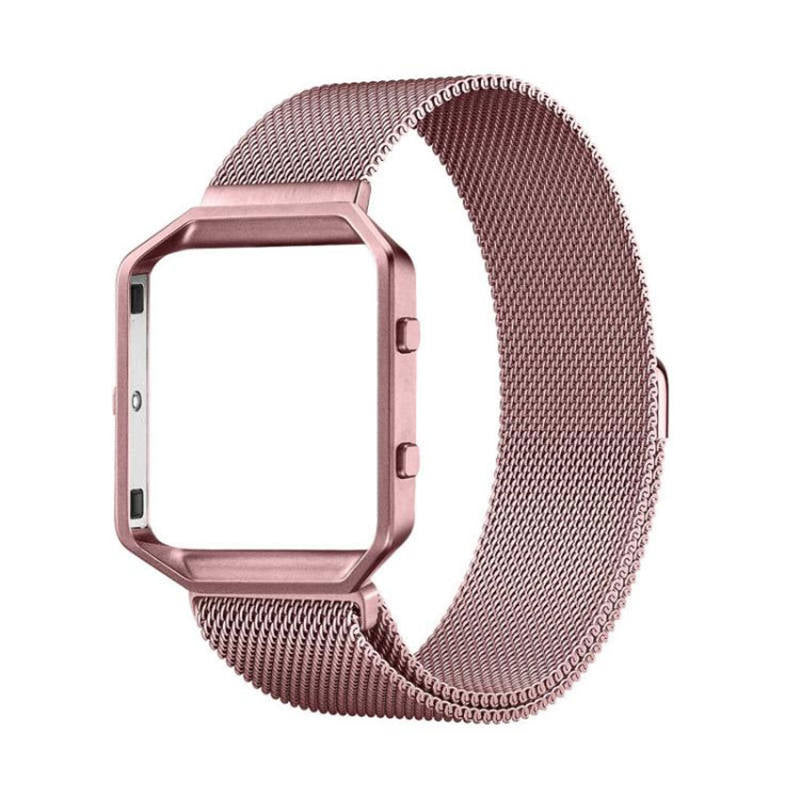 Stainless Steel Bracelet Replacement Strap Without Metal Frame For Fitbit Blaze-Rose Pink