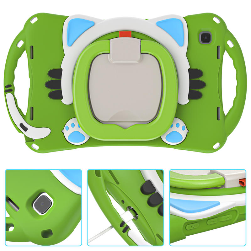 CatB Samsung Tablt Case for Tab A7 10.4  T500/T505/T507/T505N Shockproof Shoulder Strap Handle Stand-Green