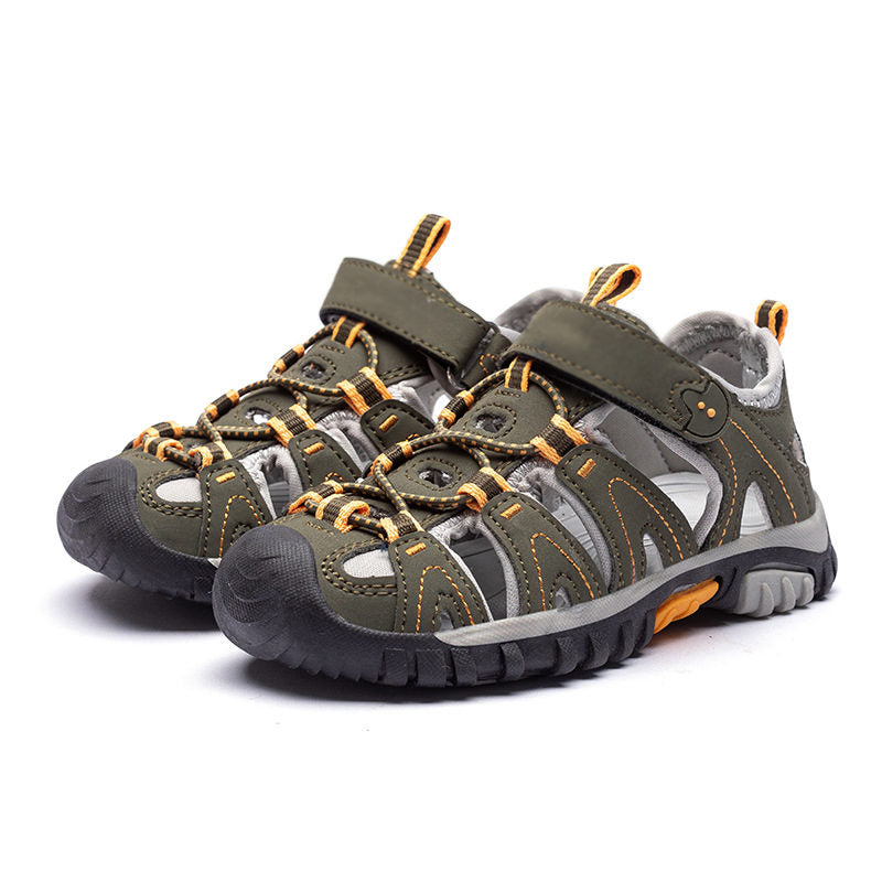 Boys Girls Sport Water Sandals Closed-Toe Outdoor Non-slip Flat-Green