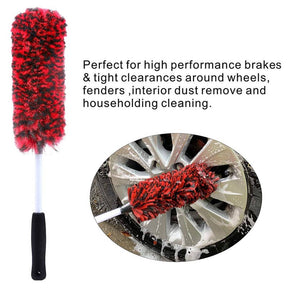 Metal Free Wheel Cleaner Brush Highly Absorbent Tire Brush for Cleaning Tires and Rims-Red