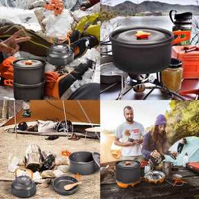 Camping Cookware Mess Kit for Outdoor Hiking and Picnic-Orange