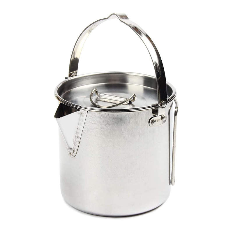 1.2L Portable Stainless Steel Kettle with Lid for Camping