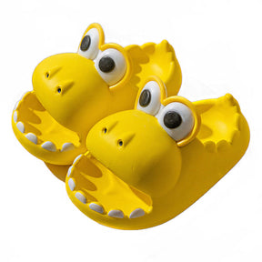 Dinosaur Slippers for Kids Non-slip Cute Big Mouth Water Shoes-Yellow