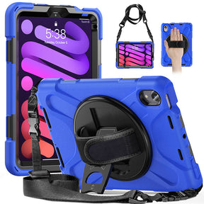 Onepiece iPad Mini 6 Case 8.3 Inch Shockproof Cover with Handle Strap Shoulder Strap-Blue