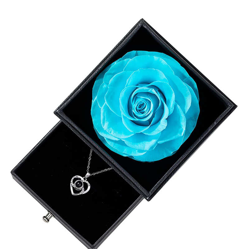 Preserved Flower Rose Gift Box for Valentines Day Anniversary Wedding-Tiffany  Blue