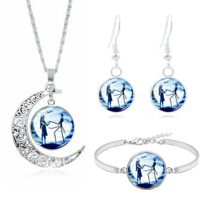 The Nightmare Before Christmas Moon Pendant Necklace Earrings Bracelet Charms Gift Set-1