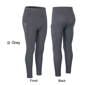 High Waisted Leggings for Women Stretchy Soft Yoga Pants with Pockets-Grey