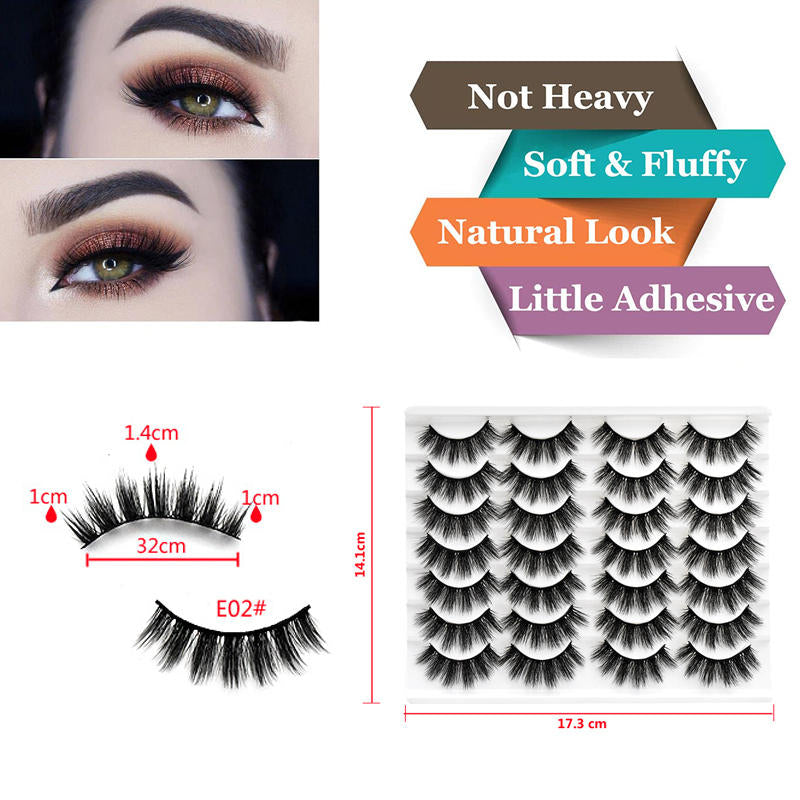 3D Multi-Layer False Eyelashes 14 Pairs Fluffy Cat Eye Lashes-E02