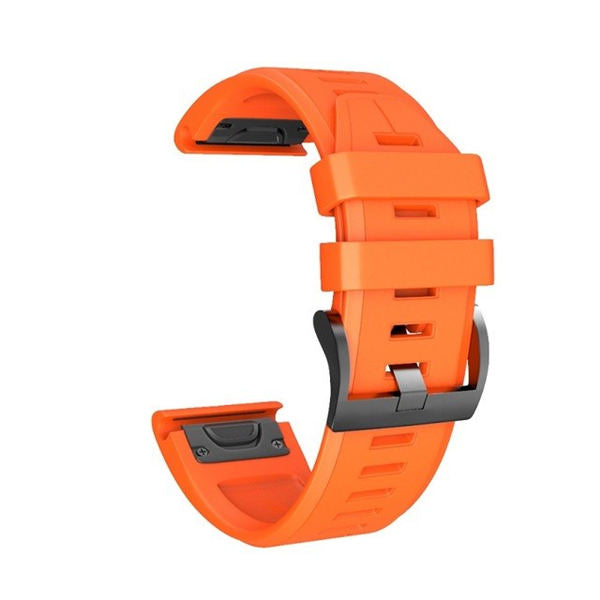 22mm 26mm Sport Silicone Watchband For Garmin Fenix  5Plus/5X Plus Easy Fit Quick Release Starp Black Steel Buckle-Orange