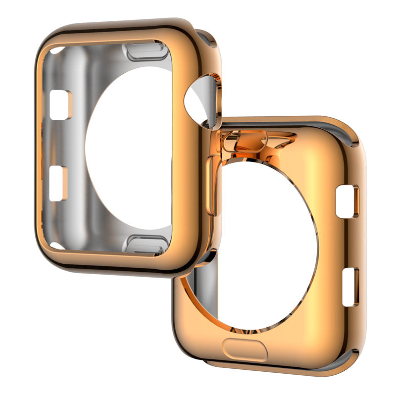 TPU Plated Cover Scratch-Proof Smartwatch Protective Case for iWatch Series SE/6/5/4/3/2/1-MiLanGold