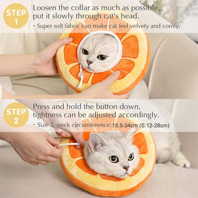 Adjustable Cat Cone Collar Soft Cute Cat Recovery Collar After Surgery-Oranges