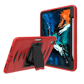 Shock Wave Kickstand Case Anti-Fall Protection With Pencil Holder For iPad Pro12.9 (2018)-Red