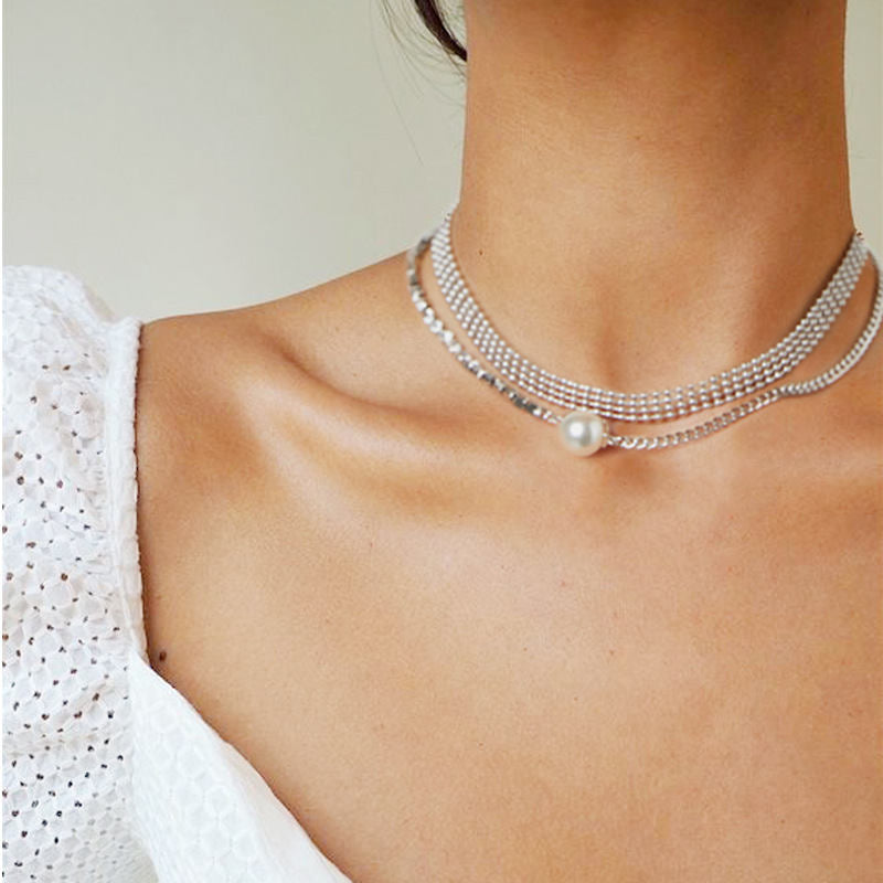 Simple Multilayer Pearl Pendant Necklace For Women