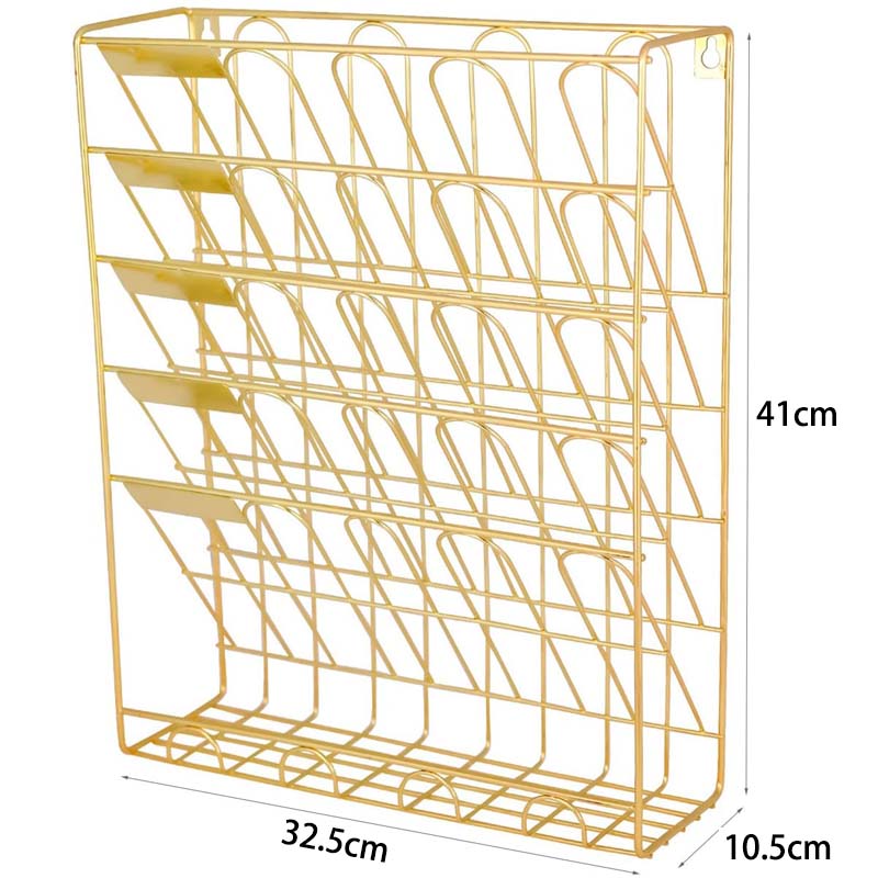 Hanging File Organizer6 Tier Wall Mount Document Letter Tray File Organizer for Home and Office -Gold