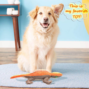 27cm Durable Dog Lizard Toys for Aggressive Chewers Pet Squeaky Plush Toys-Orange