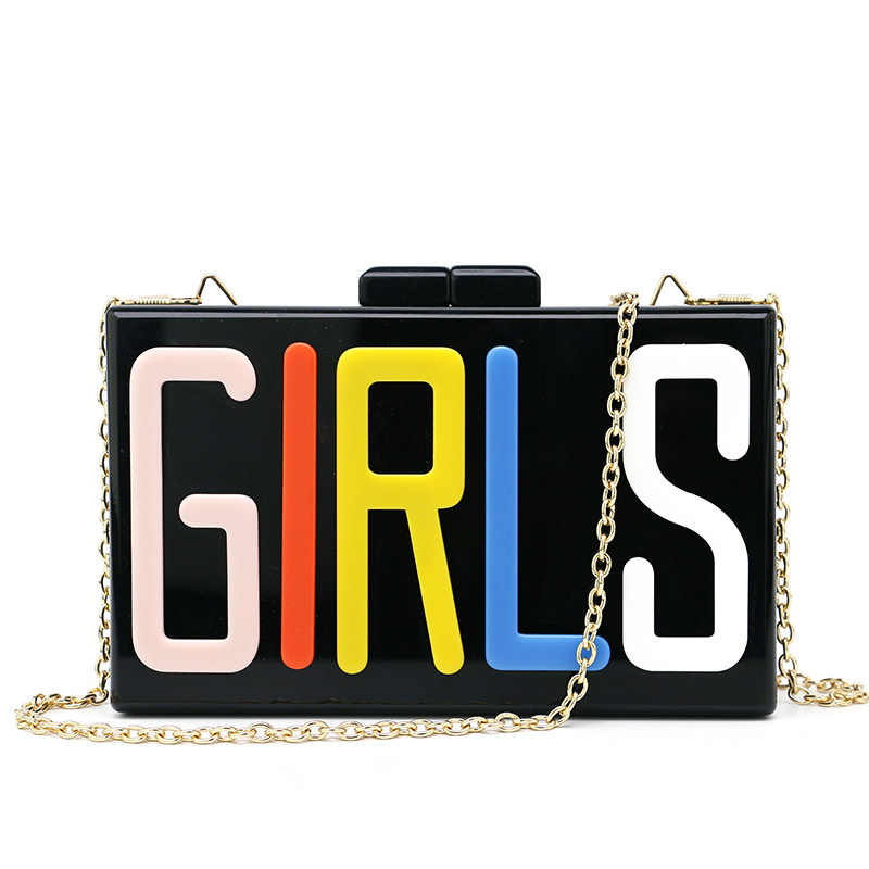 Acrylic Letter Square Box Shoulder HandBags For Wedding Party Purse