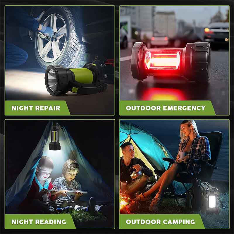 Portable Bright Camping Light for Emergency LED Flashlight Spotlight-Green