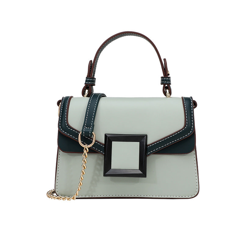Crossbody Bags for Women Leather Chain Cute Color-Block Handbags-LightGreen