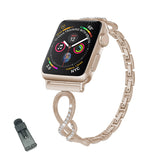8 Shape Watch Band Stainless Steel Wristbands for Apple IWatch Series SE/1/2/3/4/5/6 For Women-Champagne gold