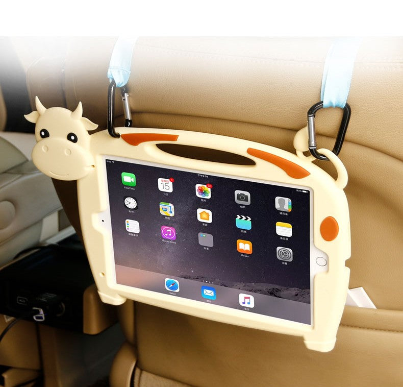 Cow Kid iPad Case Soft Silicone Tablet Cover With Handles Stand For iPad 7 10.2/iPad Pro 10.5/iPad Air3-Yellow