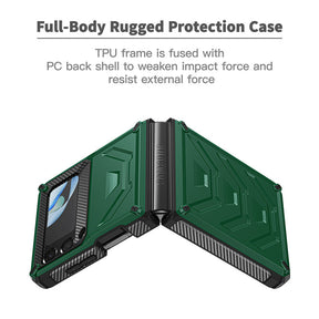 6.7inch Armored Full-Body Rugged Protection Case for Samsung Galaxy Z Flip 4-Army Green