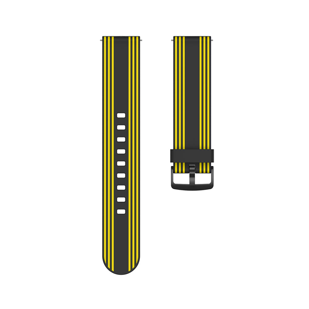 Silicone Band Striped Watch Band For Samsung Galaxy Watch 42/46mm Gear S3 Frontier/Classic(Black Yellow)