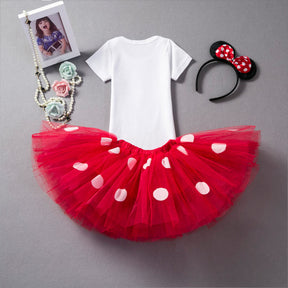 1 Year Old Baby Girls Mickey Birthday Outfits Tutu Skirt and T-Shirt-176Red