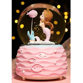 Mermaid Princess Snow Globes with Music LED Light Birthday Gift for Girls-Pink